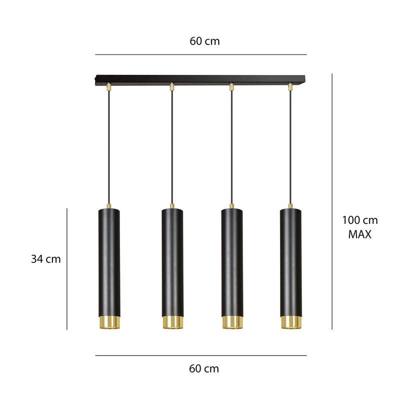 Emibig Lighting Taklampa KIBO 4 SVART/GULD