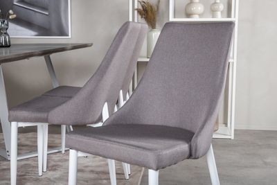 Venture Home Leone & Marina 6 st Matstolar Grå + Rektangulärt Matbord 180 x 90 Grå