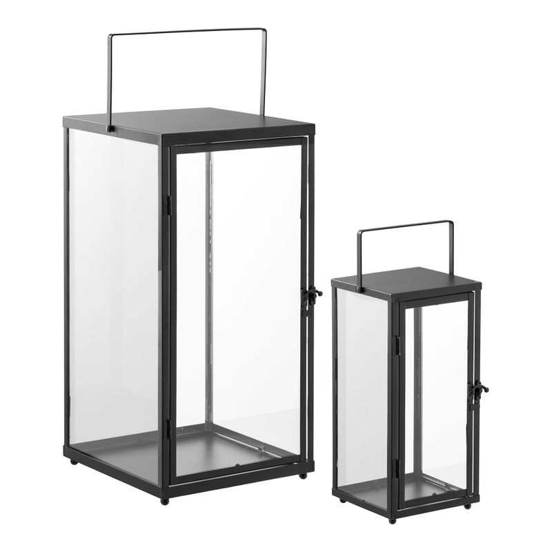 House Nordic Ibra Lyktor - Metall/glas, svart, set om 2