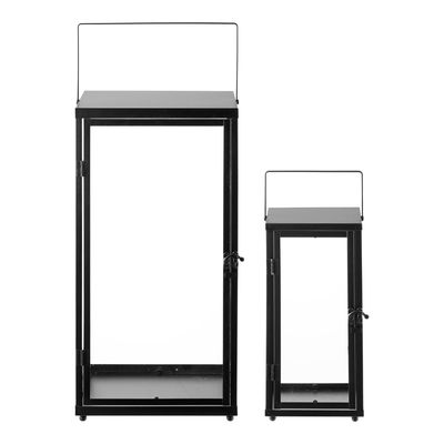 House Nordic Ibra Lyktor - Metall/glas, svart, set om 2