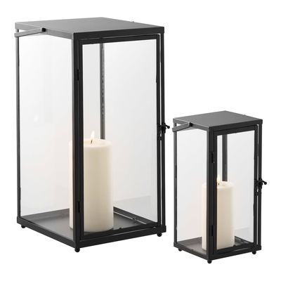 House Nordic Ibra Lyktor - Metall/glas, svart, set om 2