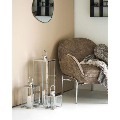 House Nordic Pota Lyktor - Glas/metall, silverfärgad, set om 3