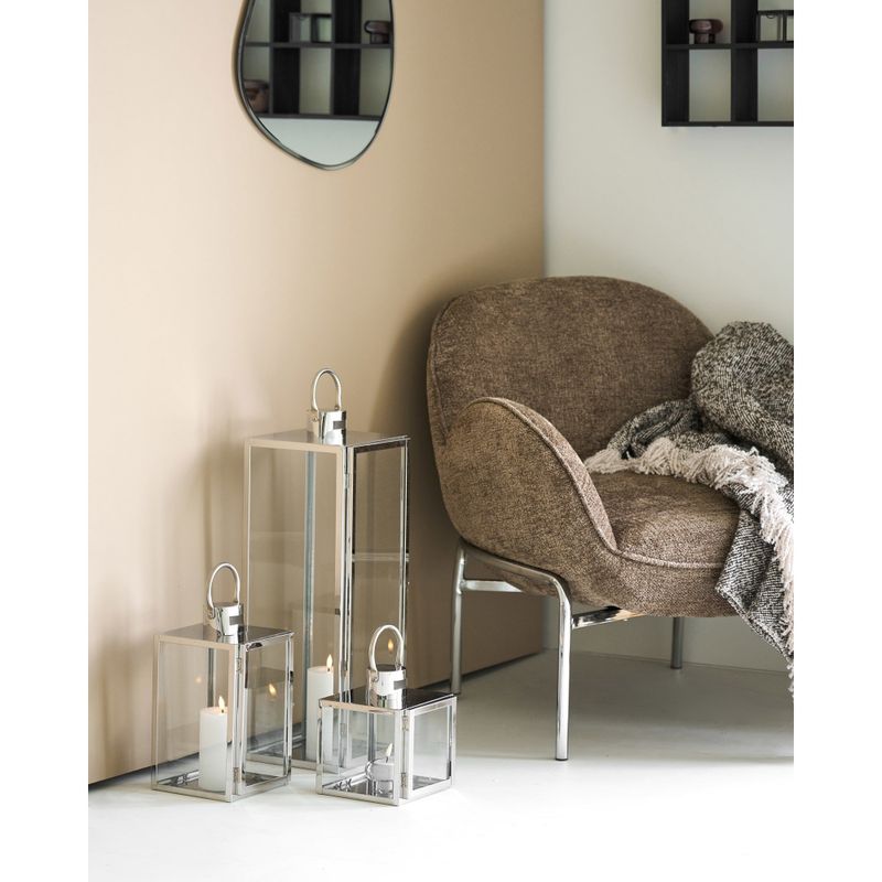 House Nordic Pota Lyktor - Glas/metall, silverfärgad, set om 3