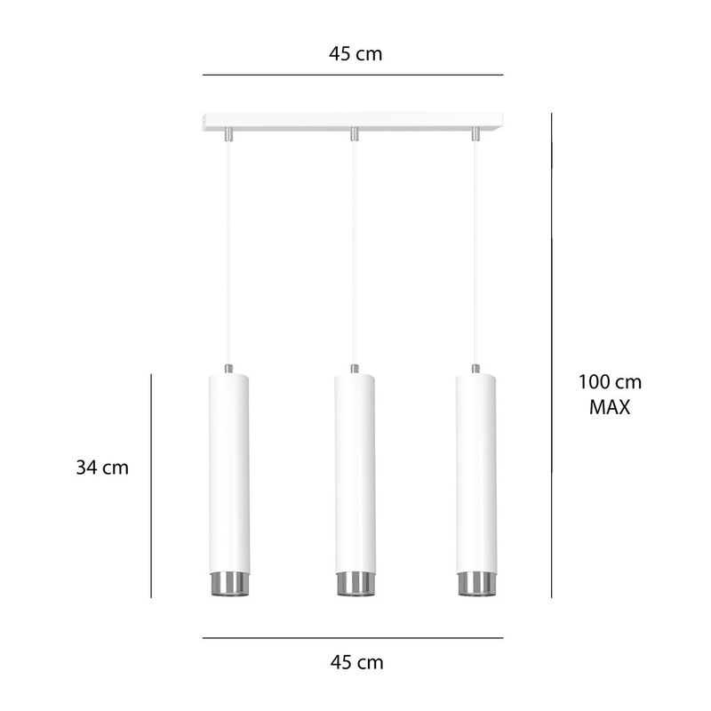 Emibig Lighting Taklampa KIBO 3 VIT/KROM