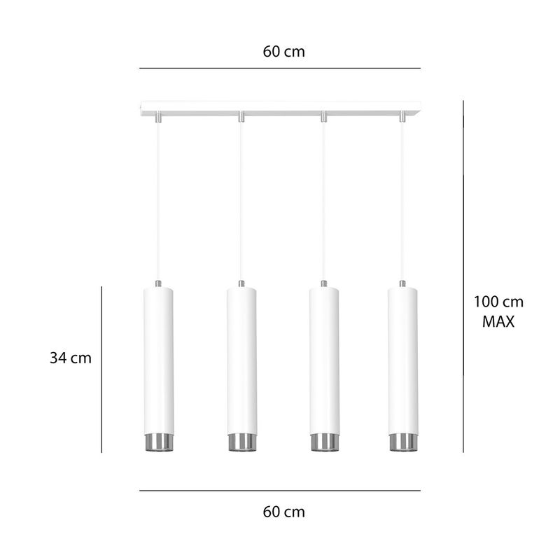 Emibig Lighting Taklampa KIBO 4 VIT/KROM
