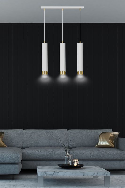 Emibig Lighting Taklampa KIBO 3 VIT/GULD