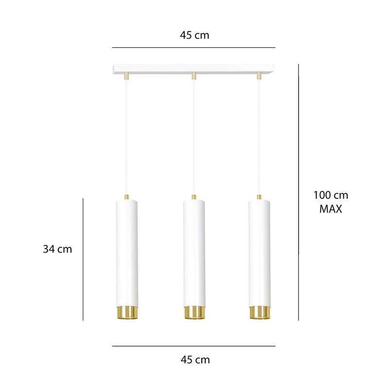 Emibig Lighting Taklampa KIBO 3 VIT/GULD