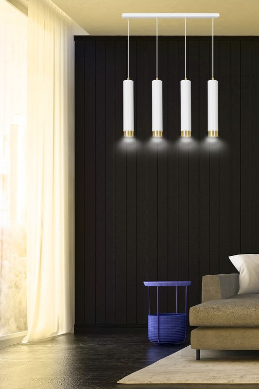 Emibig Lighting Taklampa KIBO 4 VIT/GULD