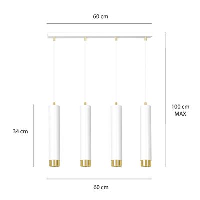 Emibig Lighting Taklampa KIBO 4 VIT/GULD