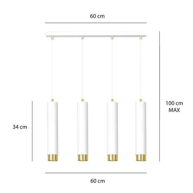 Emibig Lighting Taklampa KIBO 4 VIT/GULD
