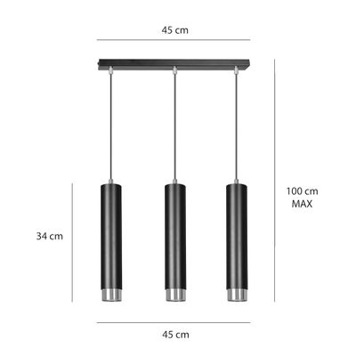 Emibig Lighting Taklampa KIBO 3 SVART/KROM
