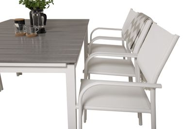 Venture Home Levels & Santorini Rektangulärt Matbord 160 x 100 Vit + 6 st Matstolar Vit