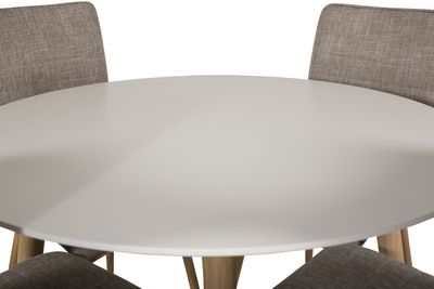 Venture Home Windu & Plaza 4 st Matstolar Ljusgrå + Runt Matbord ⌀100 Vit