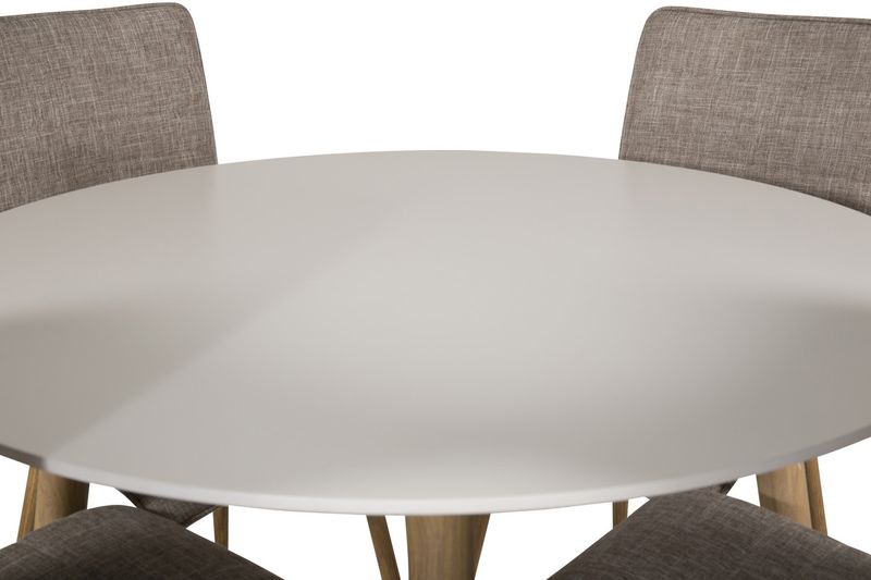 Venture Home Windu & Plaza 4 st Matstolar Ljusgrå + Runt Matbord ⌀100 Vit