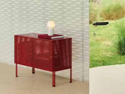 HAY Perforated Cabinet skåp Wine red, small