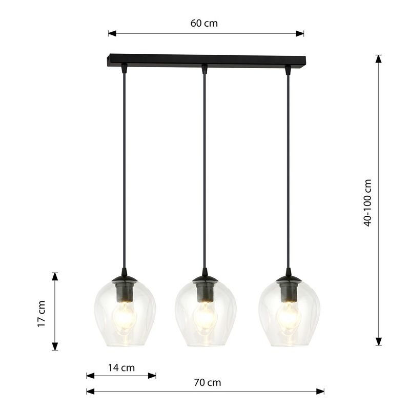 Emibig Lighting Taklampa ISTAR 3 BL TRANSPARENT