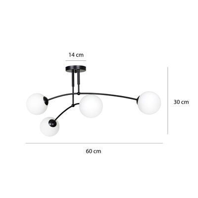 Emibig Lighting Taklampa PREGOS 4 SVART