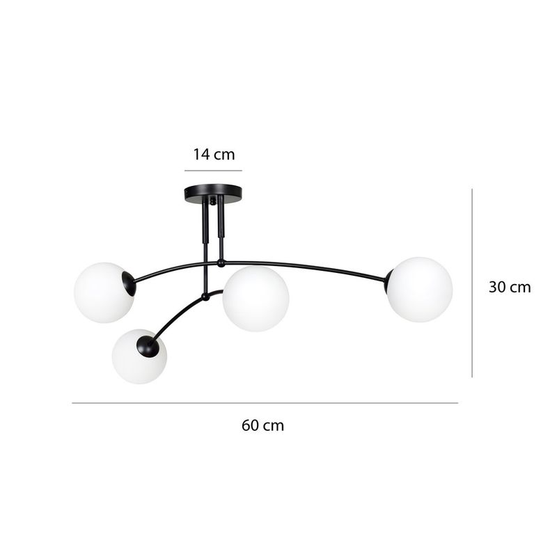 Emibig Lighting Taklampa PREGOS 4 SVART