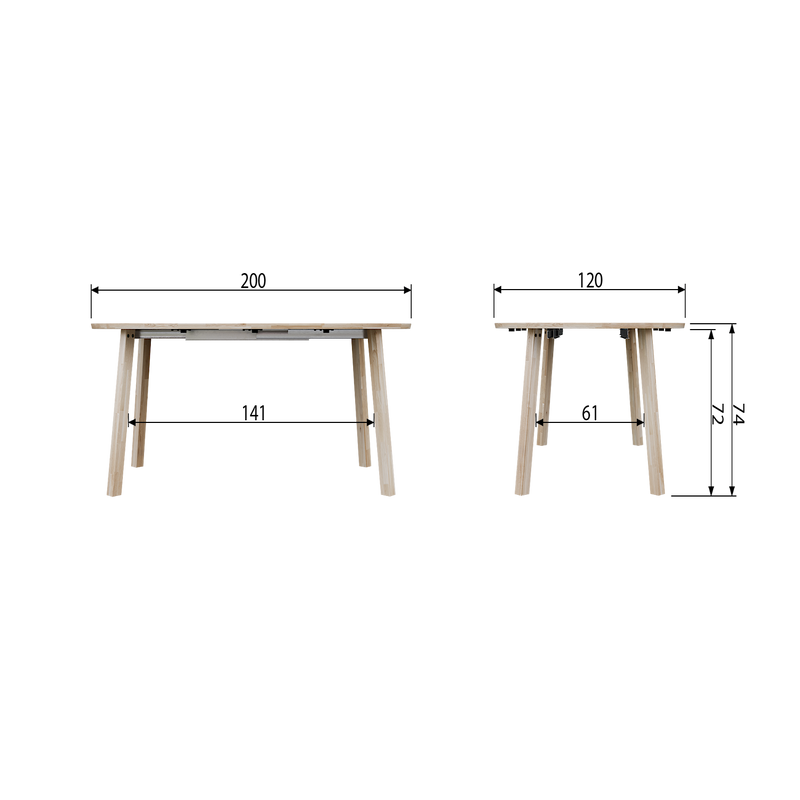 WOOOD Lange Jan Utdragbart Runt Matbord i Ek Blacknight