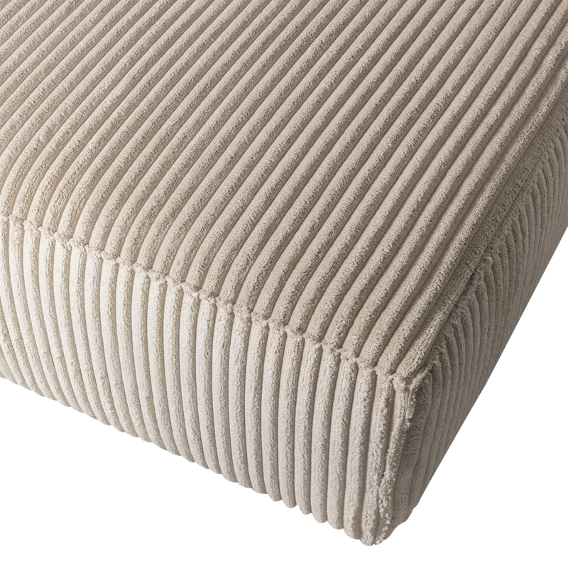 WOOOD BEAN Chaiselong Soffa Höger Ribbstoff Travertin