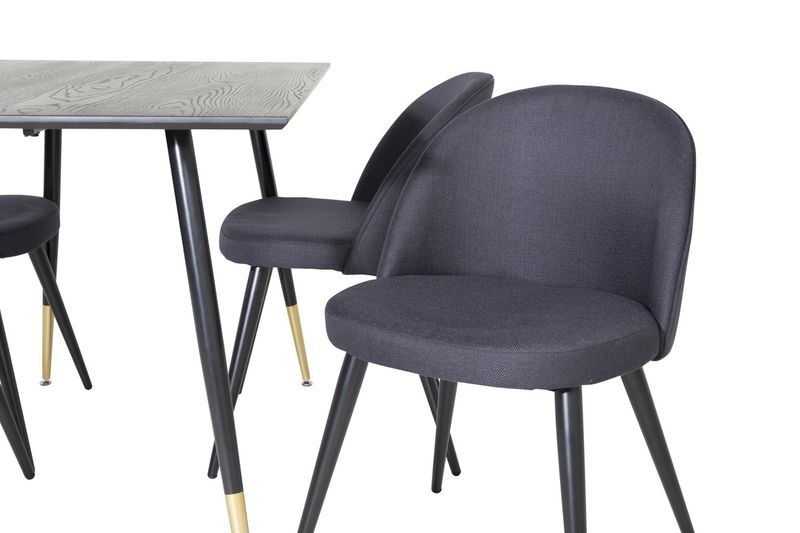 Venture Home Dipp & Velvet Rektangulärt Matbord 120 x 85 Svart + 4 st Matstolar Svart