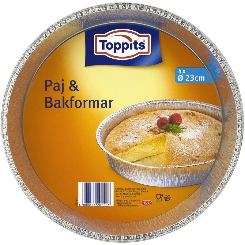 Toppits Paj & Bakform 23cm rund  22st DFP