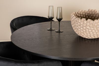 Venture Home Berit & Bianca 4 st Matstolar Svart + Runt Matbord ⌀110 Svart