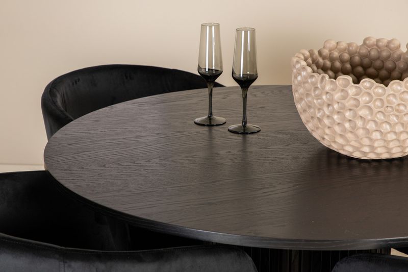 Venture Home Berit & Bianca 4 st Matstolar Svart + Runt Matbord ⌀110 Svart