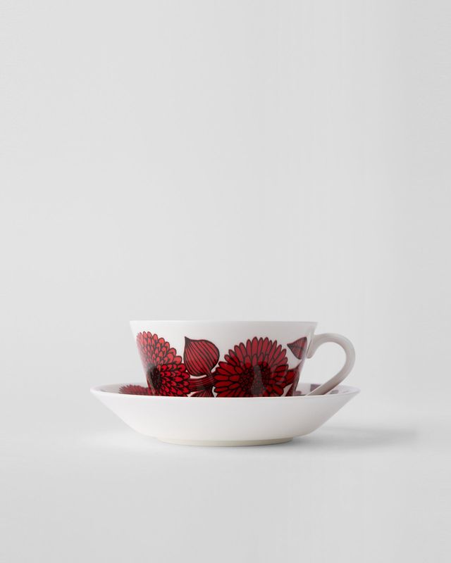 Gustavsberg ASTER RÖD, Tekopp + fat, kon