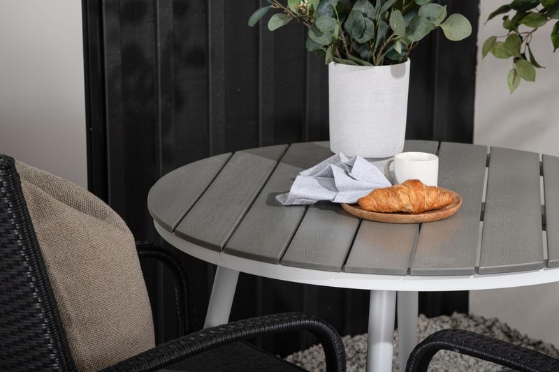 Venture Home Break & Anna Runt Matbord ⌀90 Grå + 4 st Matstolar Svart