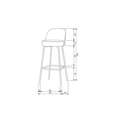 WOOOD Vogue Barstol 80 cm Sammet Svart