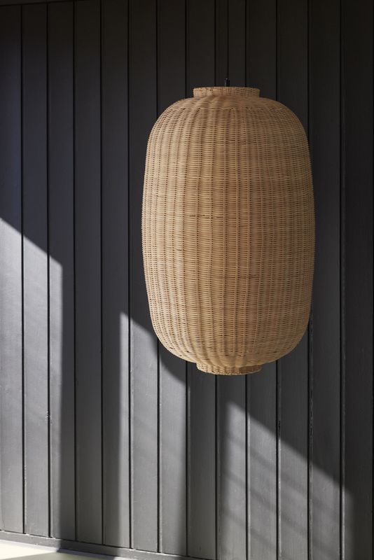 Hübsch Chand Oval Taklampa i Rattan, E27 Svart