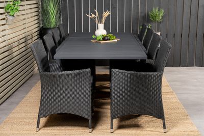 Venture Home Knick & Marbella Matstolar 8-pack Svart + Rektangulärt Matbord 160 x 100 Svart