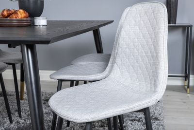 Venture Home Dipp & Polar Rektangulärt Matbord 180 x 90 Svart + 6 st Matstolar Grå