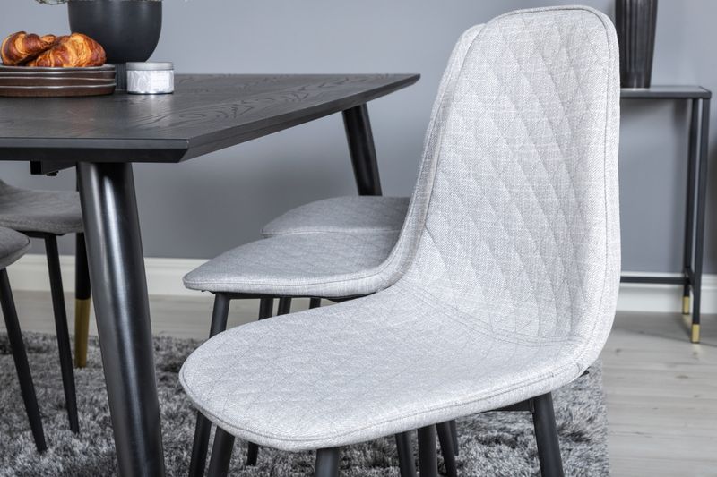 Venture Home Dipp & Polar Rektangulärt Matbord 180 x 90 Svart + 6 st Matstolar Grå