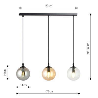 Emibig Lighting Taklampa COSMO 3 BL MIX