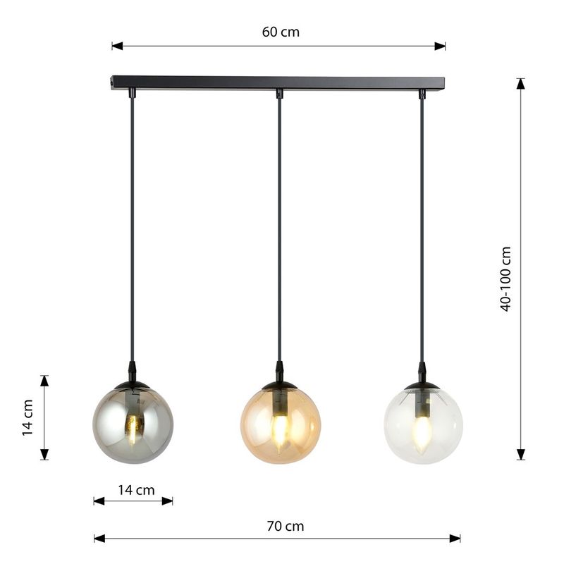 Emibig Lighting Taklampa COSMO 3 BL MIX
