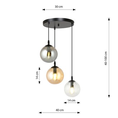 Emibig Lighting Taklampa COSMO 3 BL PREMIUM MIX