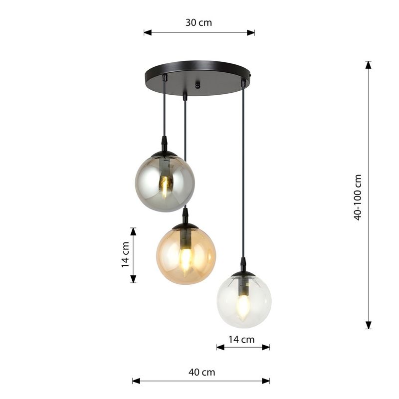 Emibig Lighting Taklampa COSMO 3 BL PREMIUM MIX