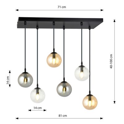 Emibig Lighting Taklampa COSMO 6 BL MIX1