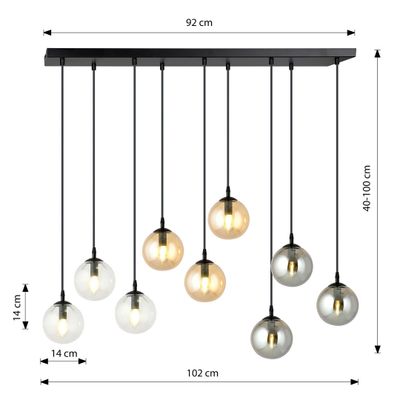 Emibig Lighting Taklampa COSMO 9 BL MIX1