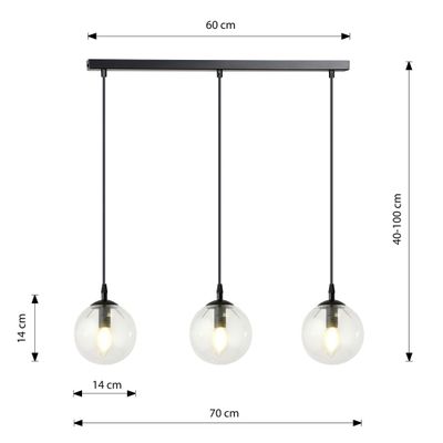 Emibig Lighting Taklampa COSMO 3 BL TRANSPARENT
