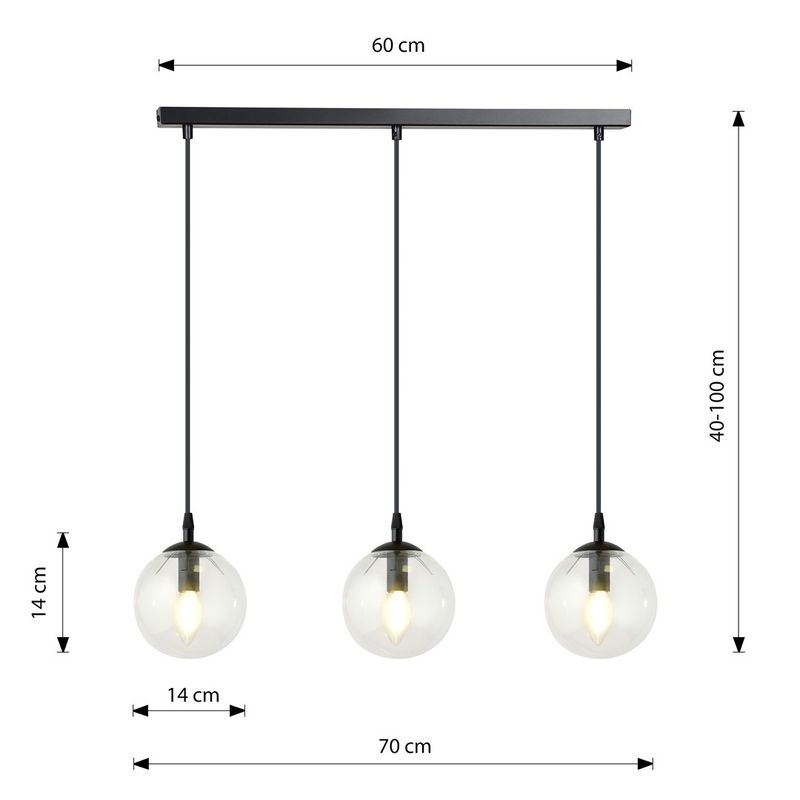 Emibig Lighting Taklampa COSMO 3 BL TRANSPARENT