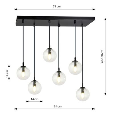 Emibig Lighting Taklampa COSMO 6 BL TRANSPARENT
