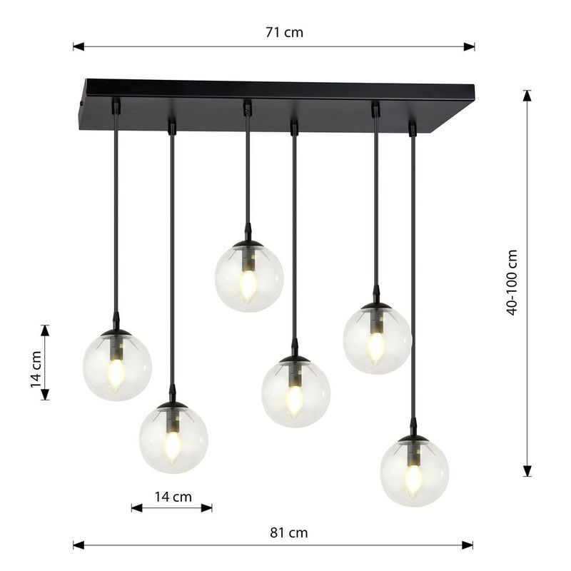 Emibig Lighting Taklampa COSMO 6 BL TRANSPARENT