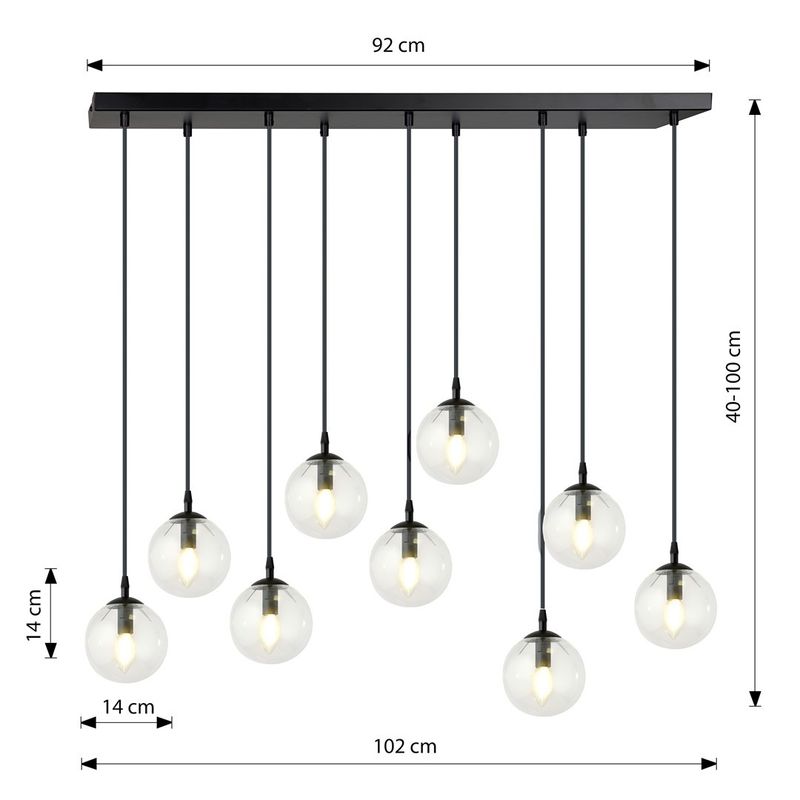 Emibig Lighting Taklampa COSMO 9 BL TRANSPARENT