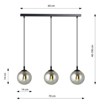 Emibig Lighting Taklampa COSMO 3 BL GRAFIT