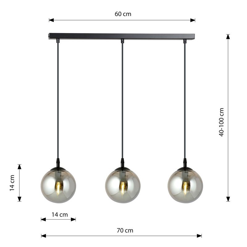 Emibig Lighting Taklampa COSMO 3 BL GRAFIT