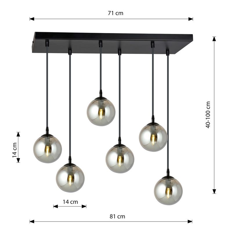 Emibig Lighting Taklampa COSMO 6 BL GRAFIT