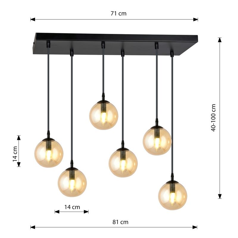 Emibig Lighting Taklampa COSMO 6 HONUNG